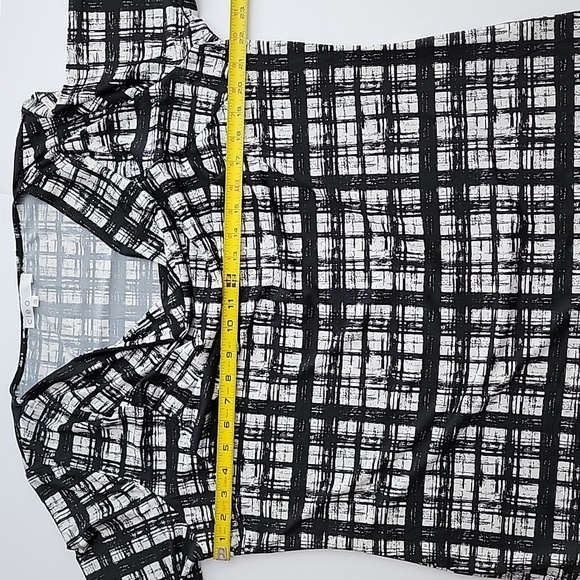 ⭐️3/ $30⭐️ Cleo Top Cowl Neck Black White 3/4 Sleeves Stretch Lightweight Sz XXL - Picture 14 of 14